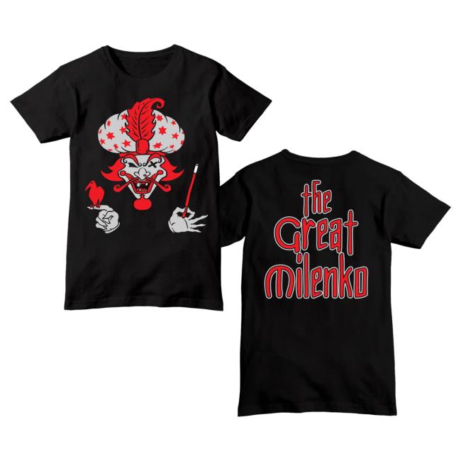 Official Icp Merch Clothing Store Insane Clown Posse The Great Milenko Joker Card Black Tee